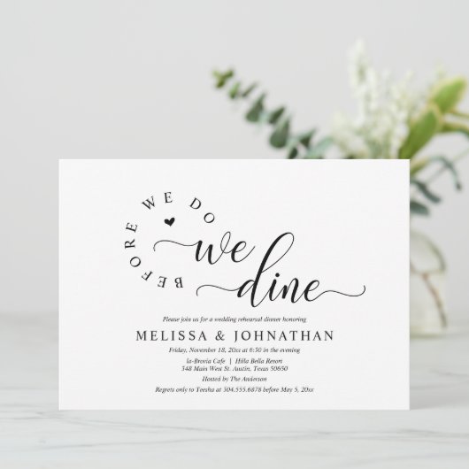 Voor we dat doen, gaan we met een bruiloft eten. kaart (Staand voorkant)