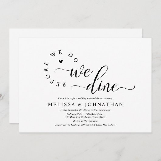 Voor we dat doen, gaan we met een bruiloft eten. kaart (Voorkant / Achterkant)