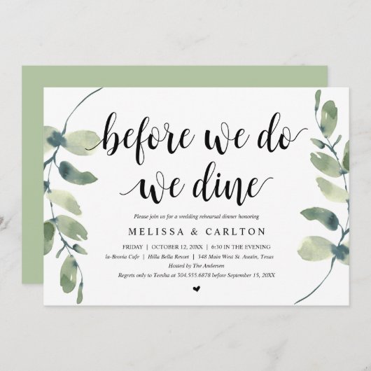 Voor we dat doen, gaan we met een bruiloft eten. kaart (Voorkant / Achterkant)