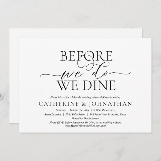 Voor we dat doen, gaan we met een bruiloft eten. kaart (Voorkant / Achterkant)