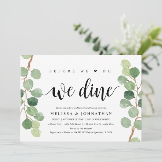 Voor we dat doen, gaan we met een bruiloft eten. kaart (Staand voorkant)