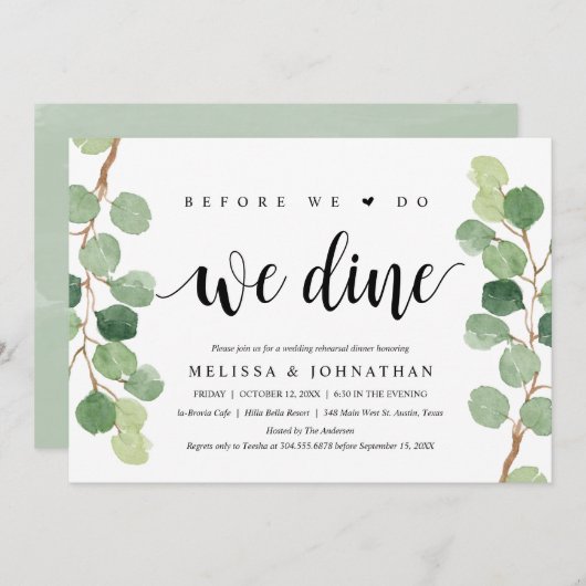 Voor we dat doen, gaan we met een bruiloft eten. kaart (Voorkant / Achterkant)