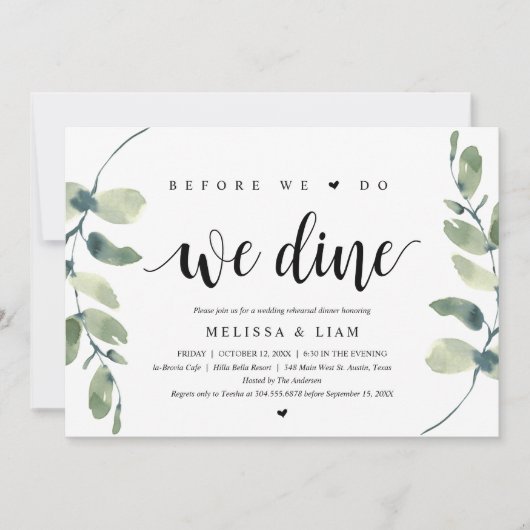 Voor we dat doen, gaan we met een bruiloft eten. kaart (Voorkant)