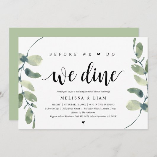 Voor we dat doen, gaan we met een bruiloft eten. kaart (Voorkant / Achterkant)