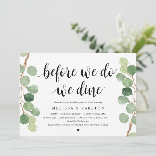 Voor we dat doen, gaan we met een bruiloft eten. kaart (Staand voorkant)