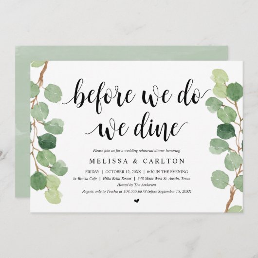 Voor we dat doen, gaan we met een bruiloft eten. kaart (Voorkant / Achterkant)