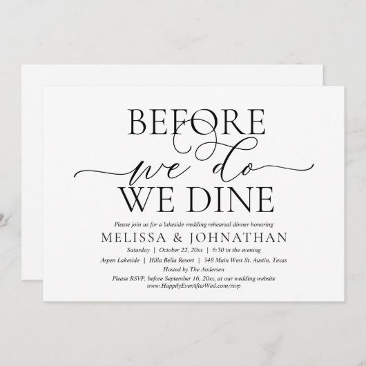 Voor we dat doen, gaan we met een bruiloft eten. kaart (Voorkant / Achterkant)