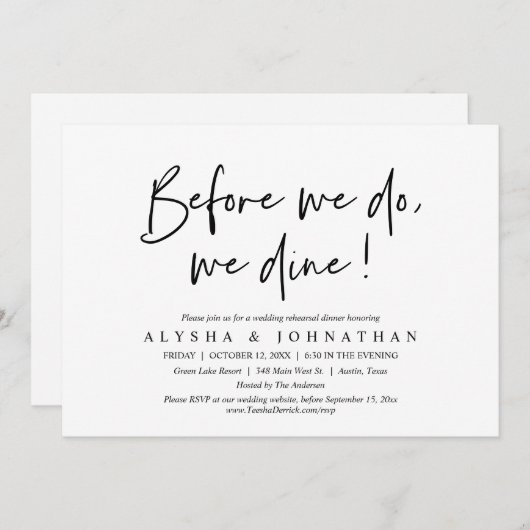 Voor we dat doen, gaan we met een bruiloft eten. kaart (Voorkant / Achterkant)