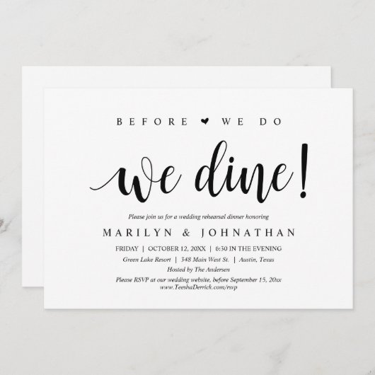 Voor we dat doen, gaan we met een bruiloft eten. kaart (Voorkant / Achterkant)