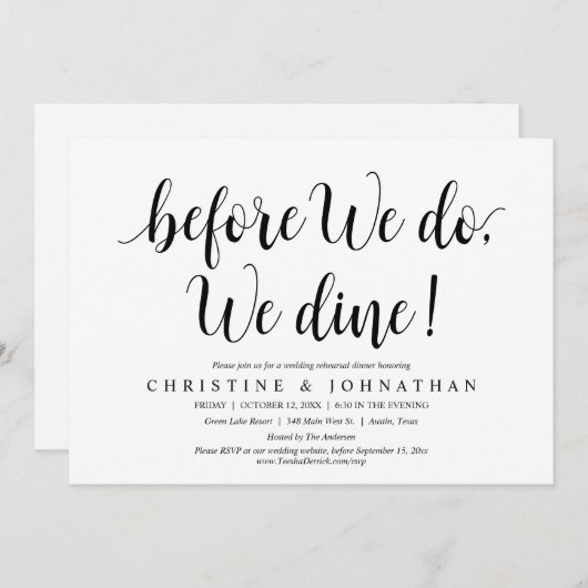 Voor we dat doen, gaan we met huwelijksrepetitie e kaart (Voorkant / Achterkant)