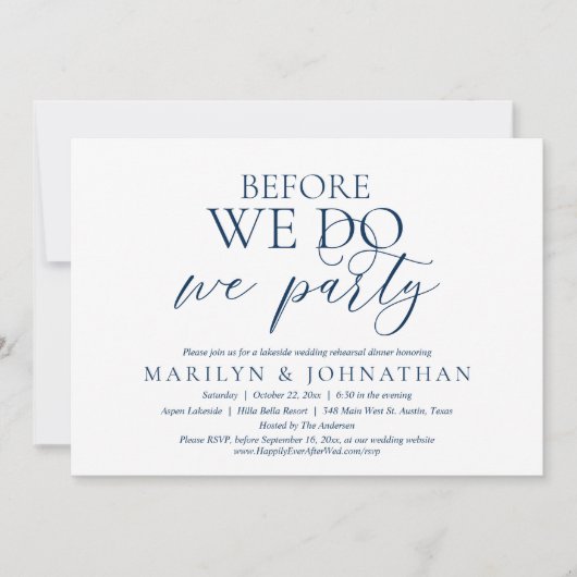 Voor we dat doen, zijn we partij, huwelijksrepetit kaart (Voorkant)