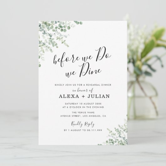 voor we een eucalyptus greenery - repetitie doen t kaart (Staand voorkant)