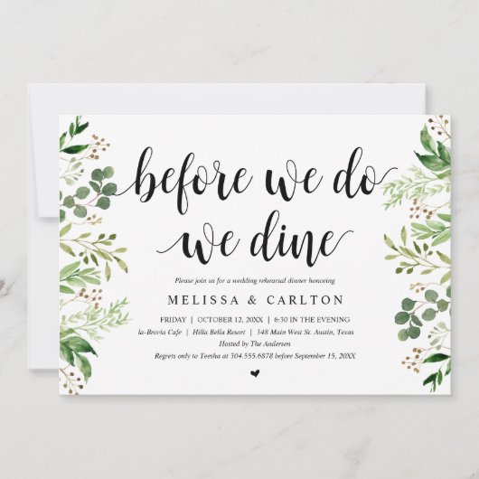 Voor we het doen, dineren we, Groene decoratie, Pr Kaart (Voorkant)