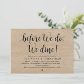 Voor we het doen, dineren we, proefhuwelijksdiner  kaart (Staand voorkant)