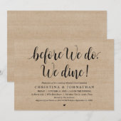 Voor we het doen, dineren we, proefhuwelijksdiner  kaart (Voorkant / Achterkant)