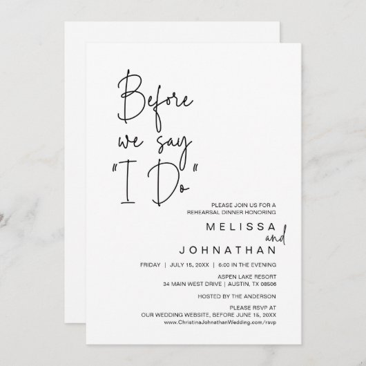 Voor we zeggen: "Ik doe", een bruiloft met een rep Kaart (Voorkant / Achterkant)