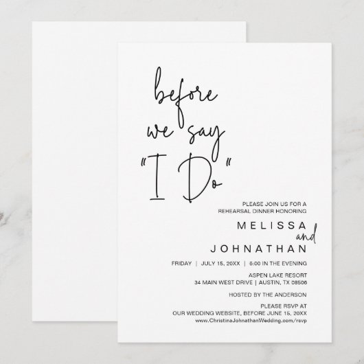 Voor we zeggen: "Ik doe", een bruiloft met een rep Kaart (Voorkant / Achterkant)