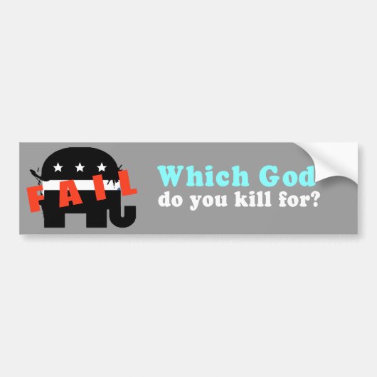 Voor welke God vermoord je? Bumpersticker (Voorkant)