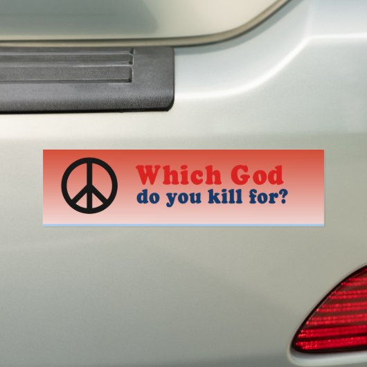 Voor welke God vermoord je? Bumpersticker (Op auto)