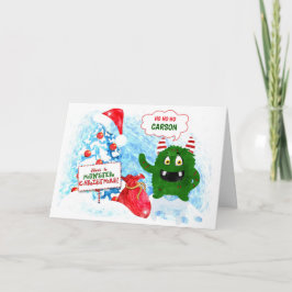 voor Young Child Monster kerstnaam Feestdagen Kaart