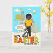 voor Young Nephew African American Boy Pasand Kaart (Gele Bloem)