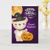 voor Young Nephew Teddy Bear Witch Halloween Kaart (Gele Bloem)