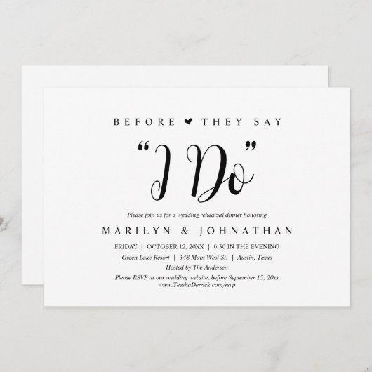 Voor ze zeggen: "Ik doe", een bruiloft met een rep Kaart (Voorkant / Achterkant)