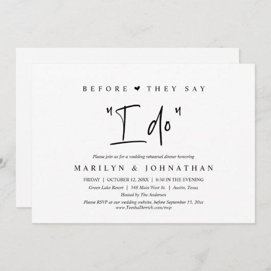 Voor ze zeggen: "Ik doe", een bruiloft met een rep Kaart (Voorkant / Achterkant)