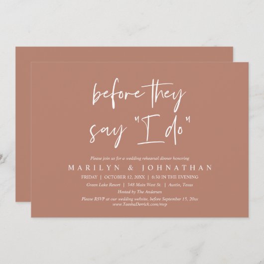 Voor ze zeggen: "Ik doe", een bruiloft met een rep Kaart (Voorkant / Achterkant)