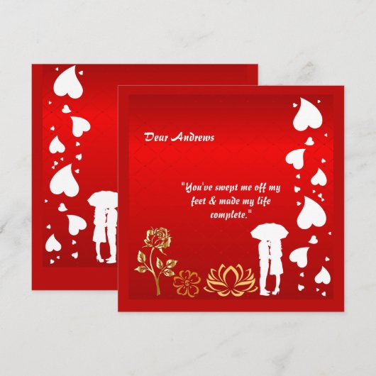 Voor zijn aangepaste rode Valentijnsdag hoort Roos Feestdagenkaart (Voorkant / Achterkant)