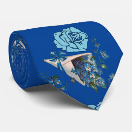 Voor zijn donkerblauwe, roest Roos Valentijn Flora Stropdas
