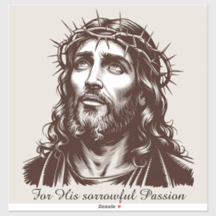 Voor Zijn droevige Passie - Portret van Jezus Sticker