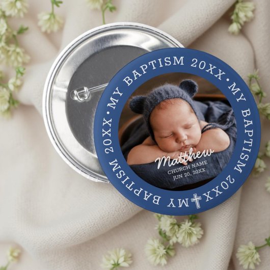 Voor zijn Heilige Baptisme Modern Simple Cross Fot Ronde Button 5,7 Cm