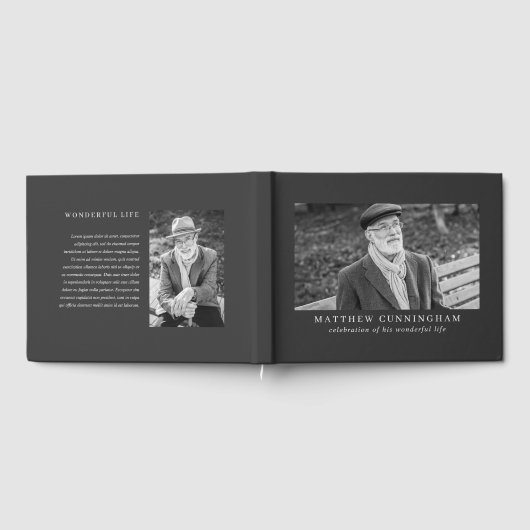 Voor zijn Memorial Elegant Moderne Simple Photos Gastenboek (Volledig)