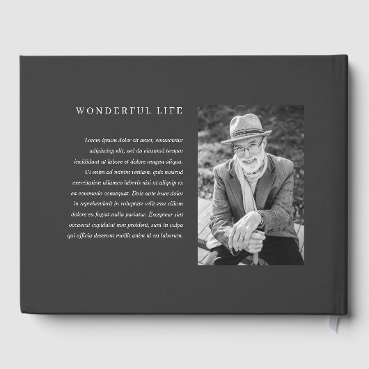 Voor zijn Memorial Elegant Moderne Simple Photos Gastenboek (Achterkant)