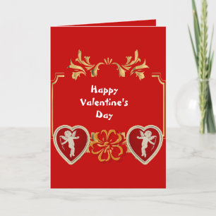 Voor zijn Valentijnsdag Romantic Red Cupid Angels Feestdagen Kaart