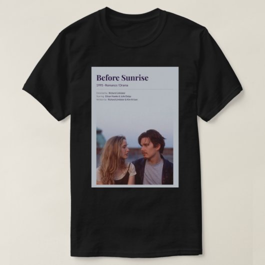 Voor zonsopgang (1995) Richard Linklater Movie T-shirt (Design voorkant)