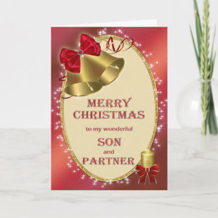 Voor zoon en partner, traditionele kerstkaart feestdagen kaart