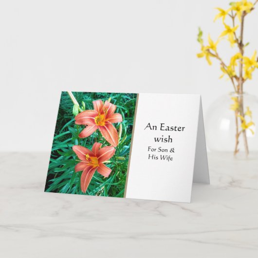 Voor zoon en zijn vrouw Prettige paasgroet Kaart (Gele Bloem)