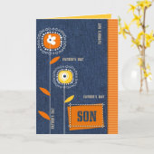 Voor Zoon op Vaderdag. Denim Pattern Kaart (Gele Bloem)