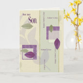 Voor Zoon op Vaderdag. Elegant Leaf Pattern Kaart (Gele Bloem)