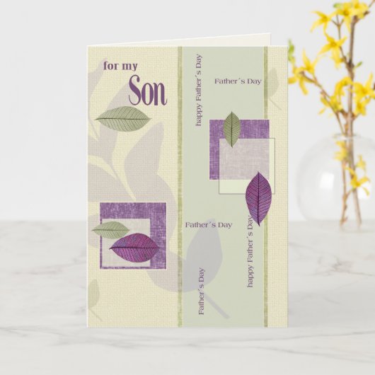 Voor Zoon op Vaderdag. Elegant Leaf Pattern Kaart (Gele Bloem)