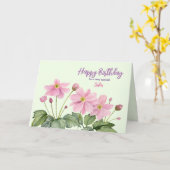 Voor Zus op Verjaardag Roze Japans Anemone Kaart (Gele Bloem)