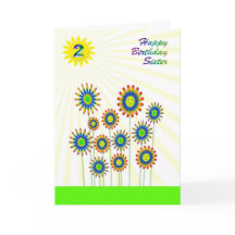 Voor zus van 2 jaar, een gelukkige bloemen kaart