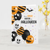 voor zuster Balloons en Polka Dots Halloween Kaart (Gele Bloem)