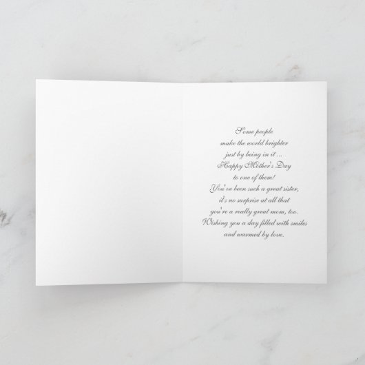 Voor zuster op Moederdag Fine Art Wenskaarten Kaart (Binnen)
