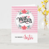 Voor zuster op Moederdag Roze Bontanical Kaart (Gele Bloem)