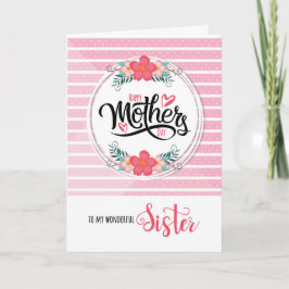 Voor zuster op Moederdag Roze Bontanical Kaart