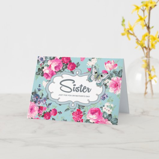 Voor zuster op Moederdag.  Rozen Kaart (Gele Bloem)