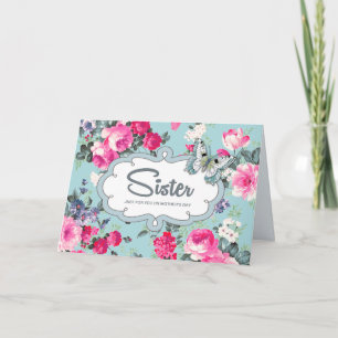 Voor zuster op Moederdag.  Rozen Kaart